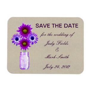 Rustikale Lila Mason Jar speichern das Date Magnet