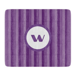 Rustikale Lila Monogramm und Streifen Schneidebrett