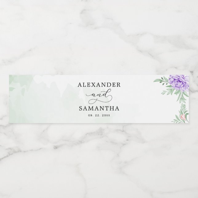 Rustikale Lila Rose Floral Eucalyptus Boho Wedding (Einzelnes Label)