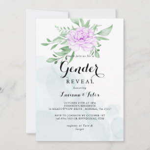 Rustikale Lila Rose Verlasse Grünpflanzen Gender R Einladung