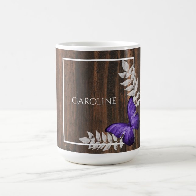Rustikale Lila Schmetterling Personalisiert Kaffee Kaffeetasse (Mittel)
