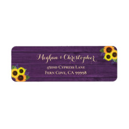 Rustikale Lila Sonnenblumen Hochzeit Rücksendeadre