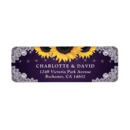 Rustikale Lila Spitzen Sonnenblumen Rücksendeadres
