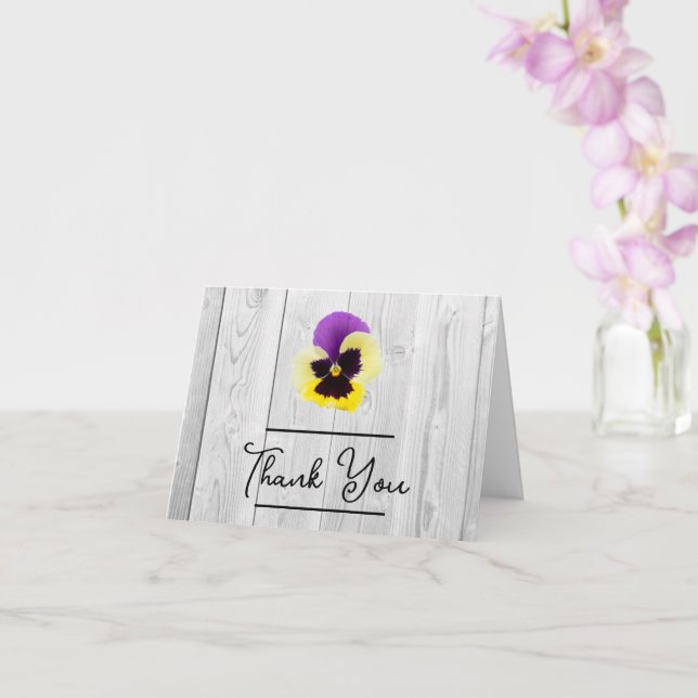 Rustikale Lila und gelbe Pansy Dankeschön Karte (Orchidee)