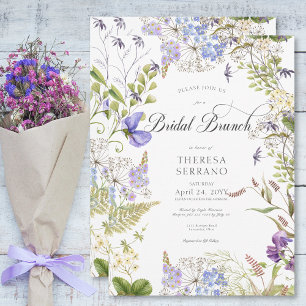 Rustikale Lila Wildblume White Bridal Brunch Einladung