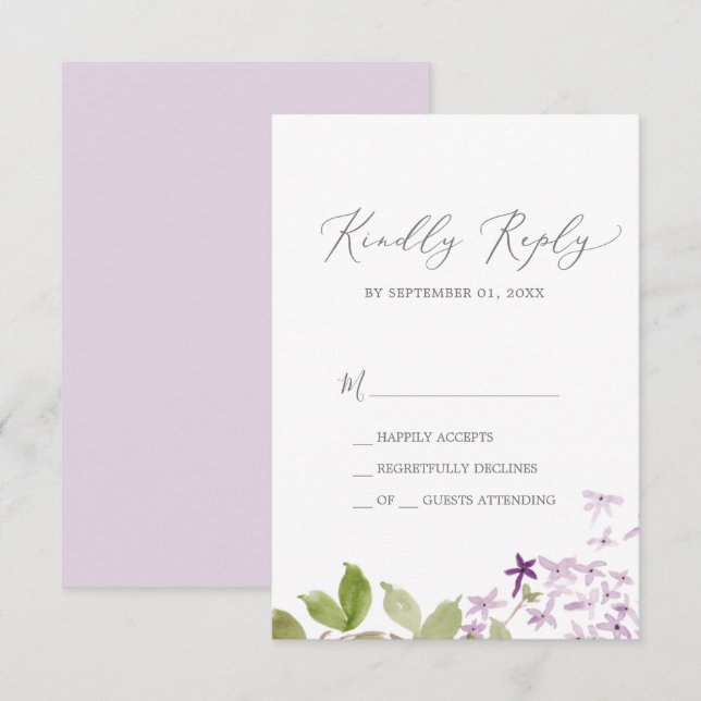 Rustikale Lilac einfache RSVP-Karte RSVP Karte (Vorne/Hinten)