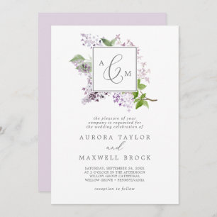 Rustikale Lilac Formal Monogram Wedding Einladung