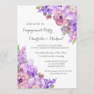 Rustikale Lilac Lila Engagement Partei Einladungen