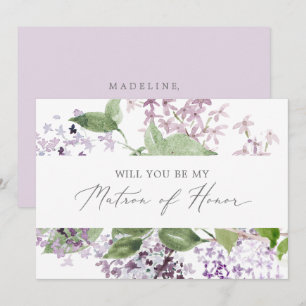 Rustikale Lilac Matron of Honorar Vorschlag Card Einladung