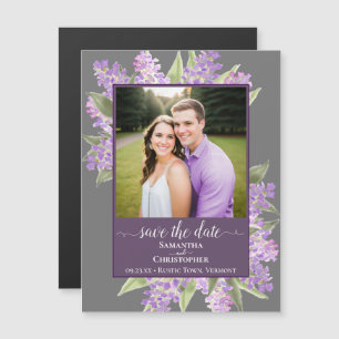 Rustikale Lilacs & Foto Gray Wedding Save the Date Magneteinladung