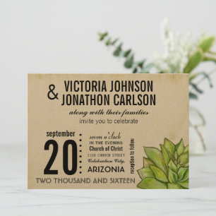 rustikale Limone sukkulente Typografie Hochzeit Einladung