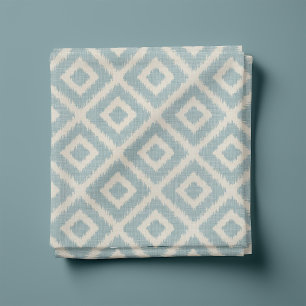 Rustikale Linen Beige und Blue Ikat Diamonds Stoff