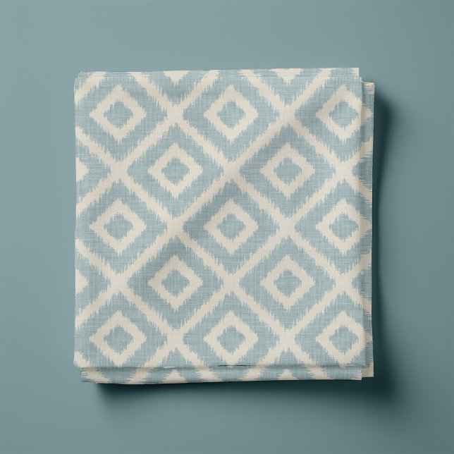 Rustikale Linen Beige und Blue Ikat Diamonds Stoff (Von Creator hochgeladen)