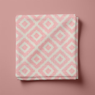 Rustikale Linen Beige und rosa Ikat Diamonds Stoff