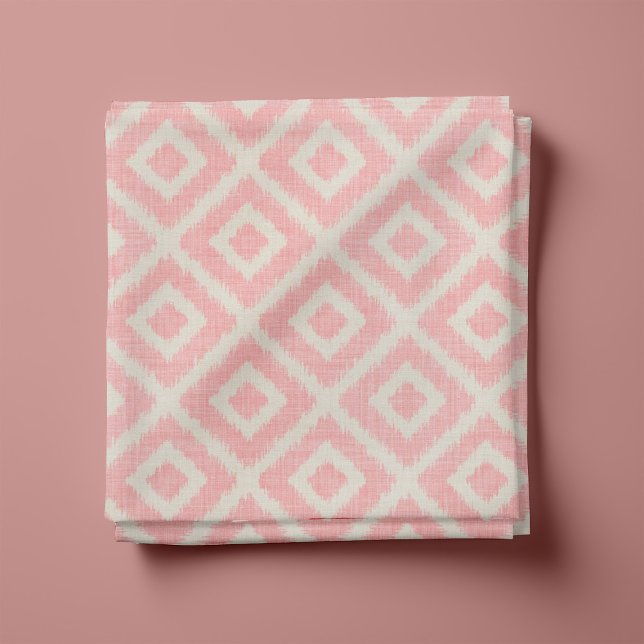 Rustikale Linen Beige und rosa Ikat Diamonds Stoff (Von Creator hochgeladen)