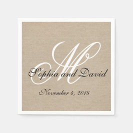 Rustikale Linen Leinwand Hochzeit Monogram Napkins Serviette