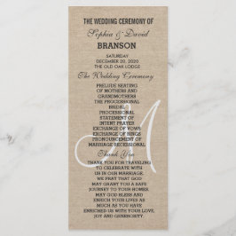 Rustikale Linen Leinwand Wedding Monogra Programm 