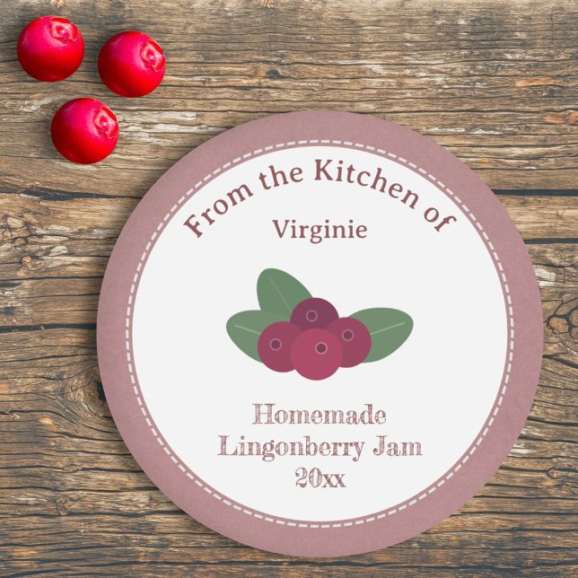 Rustikale Lingonberry Jam Label Aufkleber (Rustic Lingonberry Jam Label Sticker)