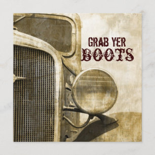 Rustikale LKW-Western-Hochzeit Einladung