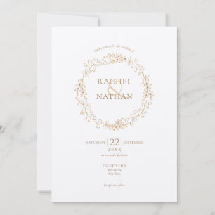 Rustikale Lorbeer-Kranz-Hochzeit Einladung
