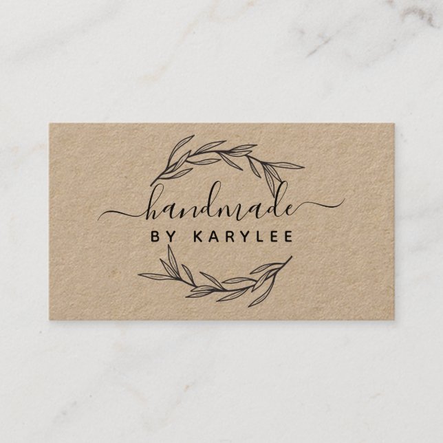 Rustikale Lorbeerblatt-Handschrift Visitenkarte (Vorderseite)
