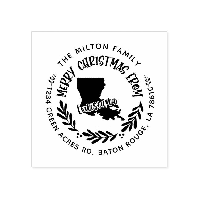 rustikale louisiana fröhliche Weihnachtsfeier Rück Gummistempel (Prägung)