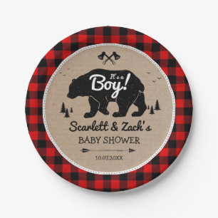 Rustikale Lumberjack Bear Boy Baby Dusche Pappteller