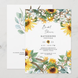 Rustikale Lush Sunflower Bouquet String Lights Einladung