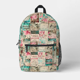 Rustikale Malerei Quadrate Muster Aquarell Bedruckter Rucksack