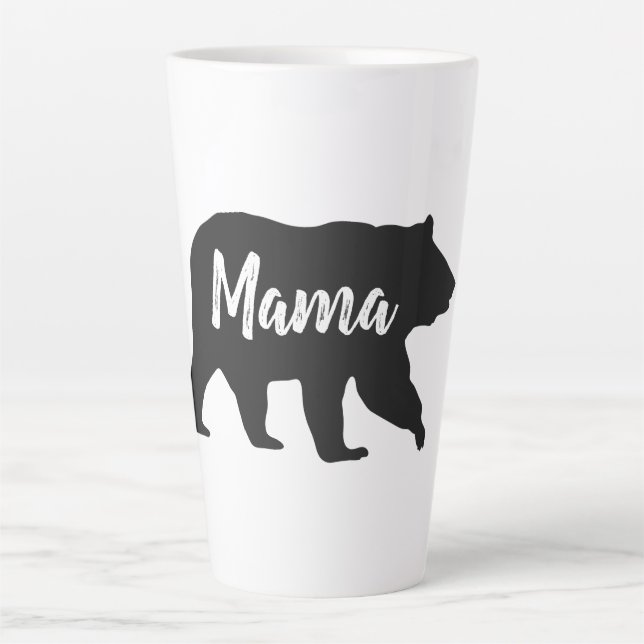 Rustikale Mama Bear Black and White Latte Tasse (Vorderseite)