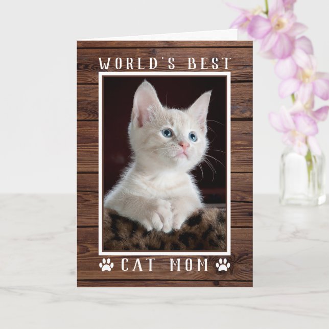 Rustikale Mama der besten Katze der Welt Geburtsta Karte (Orchidee)