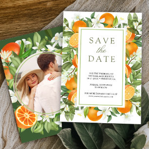Rustikale Mandarine Citrus Orange Foto Hochzeit Save The Date