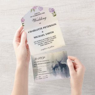 Rustikale Märchen Hochzeit im verzauberten Wald All In One Einladung