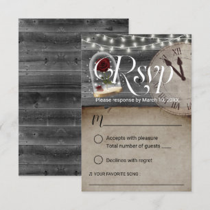 Rustikale Märchenmesse Hochzeit Rose Glaskuppel UA RSVP Karte