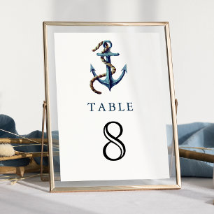 Rustikale marineblaue Anker-Tau-Hochzeit im mariti Tischnummer