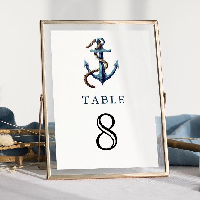 Rustikale marineblaue Anker-Tau-Hochzeit im mariti Tischnummer (Von Creator hochgeladen)