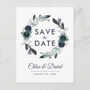 Rustikale Marinepeony Watercolor Save the Date Ankündigungspostkarte