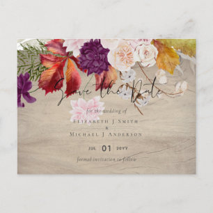 Rustikale Maroon Ginger Blush Wedding Save the Dat Postkarte