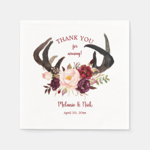 Rustikale Marsala Floral Antlers Hochzeitsdekor 41 Serviette