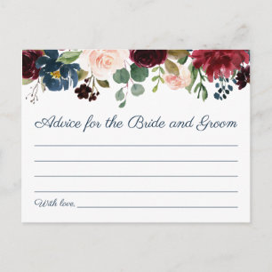 Rustikale Marsala Floral Wedding Advice Cards Postkarte