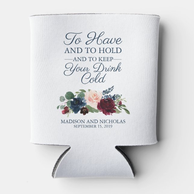 Rustikale Marsala Floral Wedding Can Coolers Dosenkühler (Vorderseite)