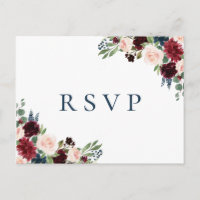 Rustikale Marsala Floral Wedding RSVP Postkarten