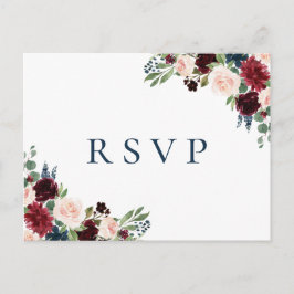 Rustikale Marsala Floral Wedding RSVP Postkarten