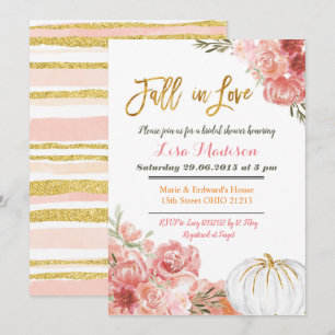 Rustikale Marsala-Kürbis-Hochzeitsbrause Einladung