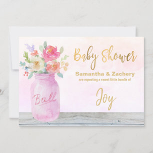 *~* Rustikale Mason Jar Blume Peach Baby Dusche Einladung