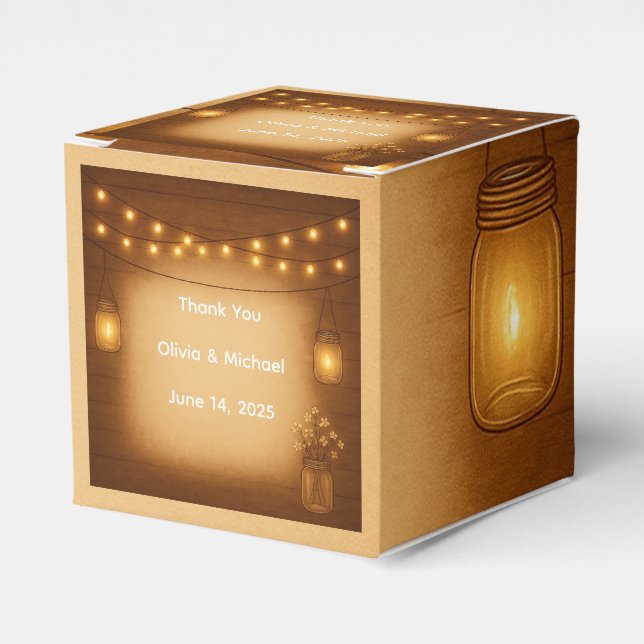 Rustikale Mason Jar Gastgeschenk Hochzeit Box Geschenkschachtel (Vorderseite)