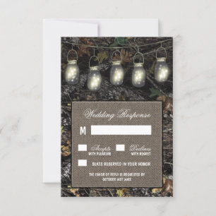 Rustikale Mason Jar Jagd Camouflage Hochzeit RSVP Karte