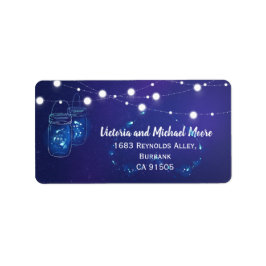 Rustikale Mason Jar Leuchten und Glühwürmchen Hoch Adressaufkleber