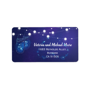 Rustikale Mason Jar Leuchten und Glühwürmchen Hoch Adressaufkleber