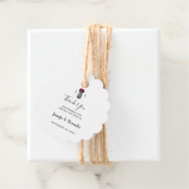 Rustikale Mason Jar Monogramm Landhochzeit Geschenkanhänger (Beispiel)